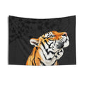 Dark aesthetic tiger wall tapestry inspired by Japanese symbolism and sakura