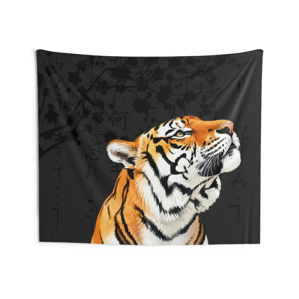 Crimson Ascension | Tiger & Cherry Blossom Tapestry